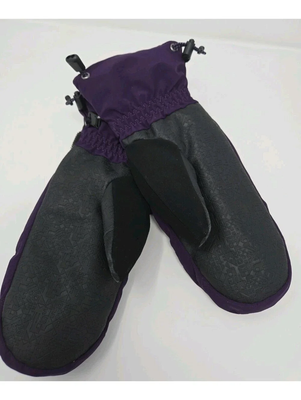 Lands End Eggplant Purple Ski Mittens Gloves Pockets Women's Small